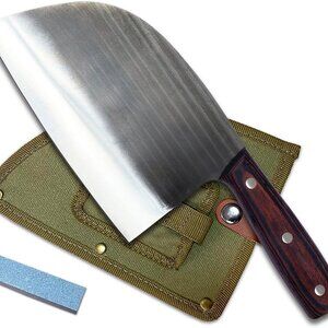 Serbian Chef Knife Full Tang Kitchen Butcher With Stone Grinder(Knife & Stone)